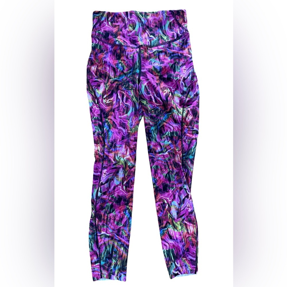 Lululemon Wunder Under Purple Abstract Print Leggings Women’s Size 6